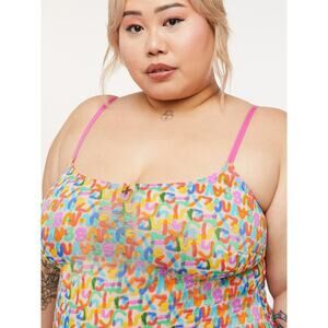 Savage X Fenty Tagged By Savage Sheer Lace Slip Dress Plus Size Lingerie Y2K EUC